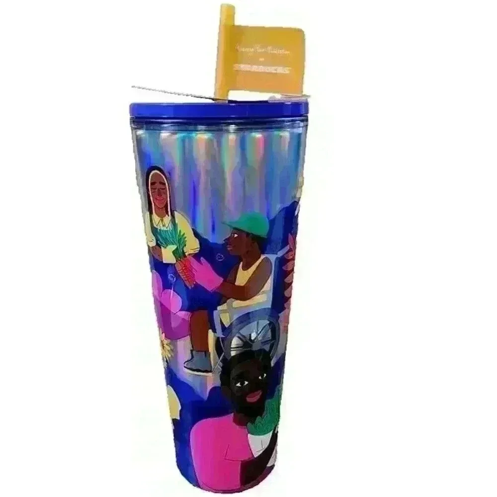 NEW Ananya Rao-Middleton + Starbucks 24 oz Holographic Plastic Insulated Tumbler